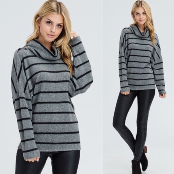 October Love Sweaters - Soft black and gray striped sweater